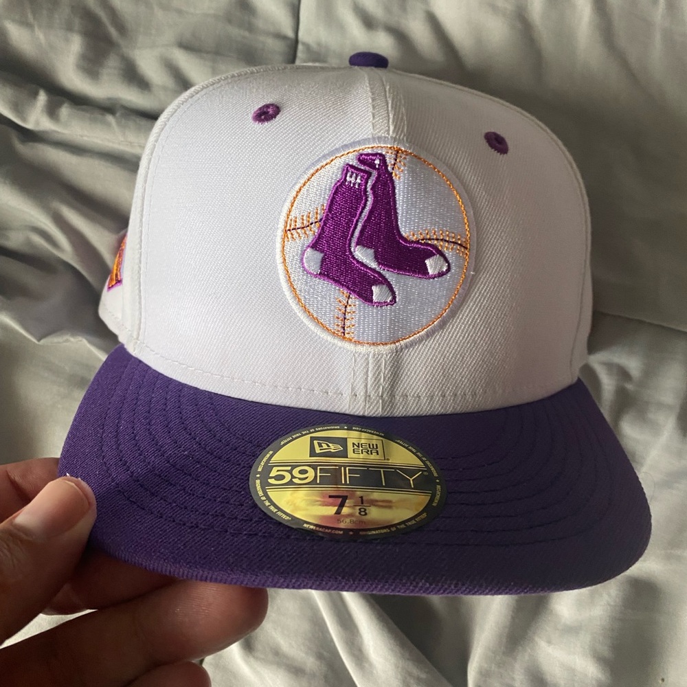 Boston Red Sox New Era Boston Grape Lolli Fitted Hat - White/Purple 7 1/8 Used